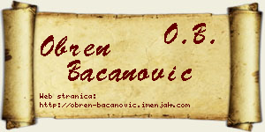 Obren Bacanović vizit kartica